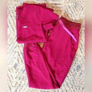 Figs magenta catarina top and zamora jogger
